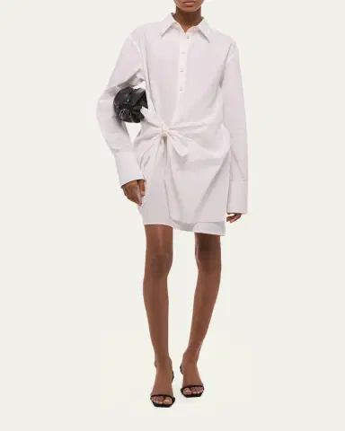 Helmut Lang Knotted Cotton Shirtdress | Thumbnail 4 Helmut Lang Knotted Cotton Shirtdress | Thumbnail 4