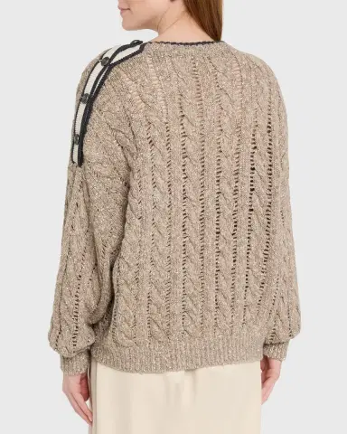Brunello Cucinelli Sparkly Cable-Knit Sweater | Thumbnail 3 Brunello Cucinelli Sparkly Cable-Knit Sweater | Thumbnail 3