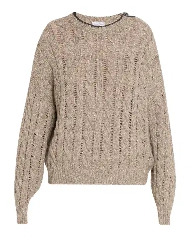 Brunello Cucinelli Sparkly Cable-Knit Sweater | Thumbnail 1 Brunello Cucinelli Sparkly Cable-Knit Sweater | Thumbnail 1