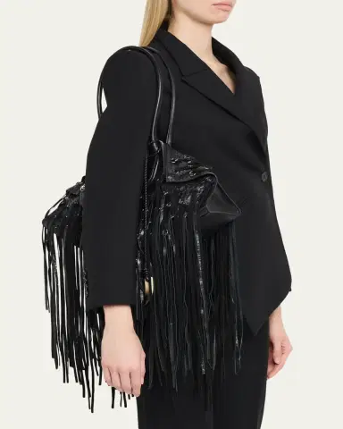 Alexander McQueen Manta Fringed Croc-Embossed Leather Shoulder Bag | Thumbnail 2 Alexander McQueen Manta Fringed Croc-Embossed Leather Shoulder Bag | Thumbnail 2