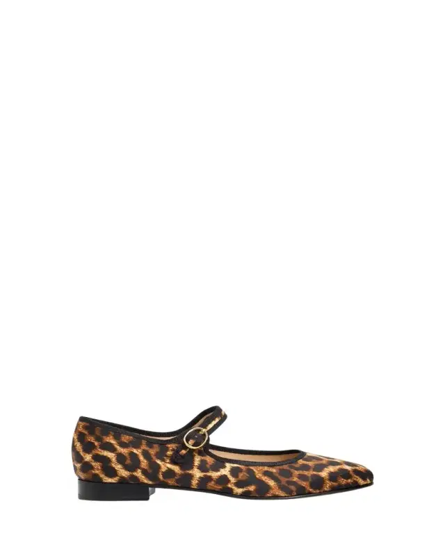 Leopard-Print Silk Mary Jane Ballerina Flats Leopard-Print Silk Mary Jane Ballerina Flats