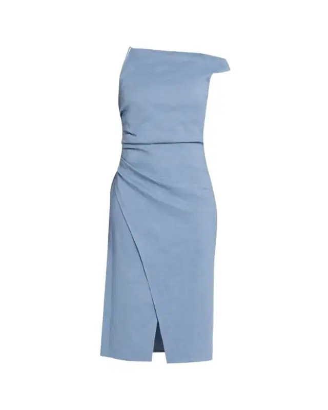 Lyra Draped Linen-Blend Midi Dress Lyra Draped Linen-Blend Midi Dress