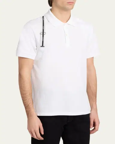McQueen Men's Harness Cotton Pique Polo Shirt | Thumbnail 4 McQueen Men's Harness Cotton Pique Polo Shirt | Thumbnail 4