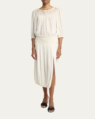 Isabel Marant Nelida Guipure Lace-Trim Silk Gauze Drawstring Blouse | Thumbnail 2 Isabel Marant Nelida Guipure Lace-Trim Silk Gauze Drawstring Blouse | Thumbnail 2