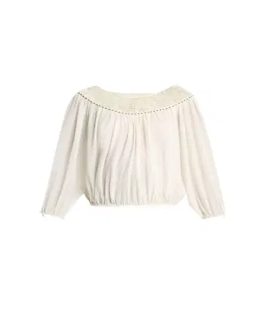 Isabel Marant Nelida Guipure Lace-Trim Silk Gauze Drawstring Blouse | Thumbnail 1 Isabel Marant Nelida Guipure Lace-Trim Silk Gauze Drawstring Blouse | Thumbnail 1