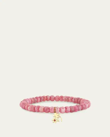 Sydney Evan 14K Lucky Ruby Charm on Moonstone Stretch Bracelet | Thumbnail 2 Sydney Evan 14K Lucky Ruby Charm on Moonstone Stretch Bracelet | Thumbnail 2