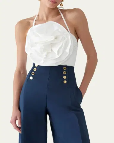 Carolina Herrera Rose Applique Halter Top | Thumbnail 4 Carolina Herrera Rose Applique Halter Top | Thumbnail 4