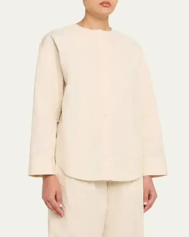 3.1 Phillip Lim Collarless Cotton Poplin Shirt | Thumbnail 4 3.1 Phillip Lim Collarless Cotton Poplin Shirt | Thumbnail 4