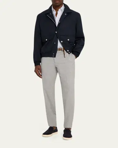 Brunello Cucinelli Men's Bonded Silk and Virgin Wool Shirt Jacket | Thumbnail 2 Brunello Cucinelli Men's Bonded Silk and Virgin Wool Shirt Jacket | Thumbnail 2
