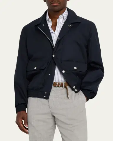 Brunello Cucinelli Men's Bonded Silk and Virgin Wool Shirt Jacket | Thumbnail 4 Brunello Cucinelli Men's Bonded Silk and Virgin Wool Shirt Jacket | Thumbnail 4