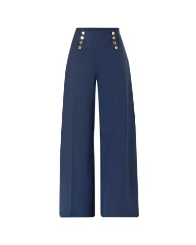 Carolina Herrera Alba Button-Front Wide-Leg Sailor Pants | Thumbnail 1 Carolina Herrera Alba Button-Front Wide-Leg Sailor Pants | Thumbnail 1