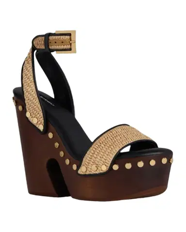 Givenchy Clog Raffia-Effect Platform Sandals with Studs Detail | Thumbnail 1 Givenchy Clog Raffia-Effect Platform Sandals with Studs Detail | Thumbnail 1