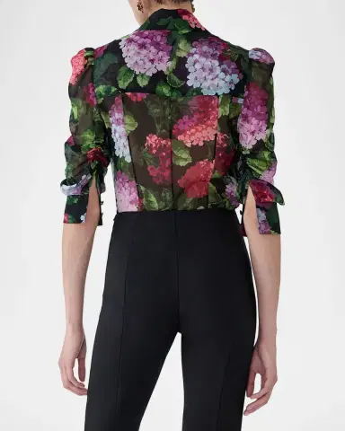 Carolina Herrera Semi-Sheer Floral Buttoned Blouse | Thumbnail 2 Carolina Herrera Semi-Sheer Floral Buttoned Blouse | Thumbnail 2