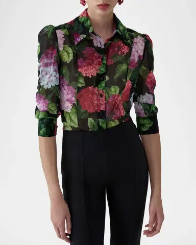 Carolina Herrera Semi-Sheer Floral Buttoned Blouse | Thumbnail 3 Carolina Herrera Semi-Sheer Floral Buttoned Blouse | Thumbnail 3