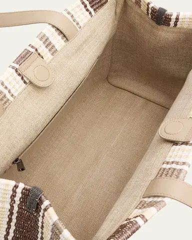 Brunello Cucinelli Striped Raffia Tote Bag | Thumbnail 4 Brunello Cucinelli Striped Raffia Tote Bag | Thumbnail 4