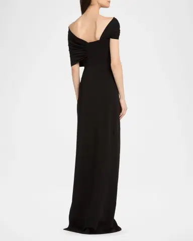 Oscar de la Renta Asymmetric Draped Off-The-Shoulder Column Gown | Thumbnail 2 Oscar de la Renta Asymmetric Draped Off-The-Shoulder Column Gown | Thumbnail 2