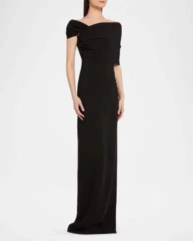 Oscar de la Renta Asymmetric Draped Off-The-Shoulder Column Gown | Thumbnail 3 Oscar de la Renta Asymmetric Draped Off-The-Shoulder Column Gown | Thumbnail 3