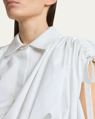 Givenchy Ruched Cotton-Poplin Crop Collared Bubble Shirt | Thumbnail 5 Givenchy Ruched Cotton-Poplin Crop Collared Bubble Shirt | Thumbnail 5