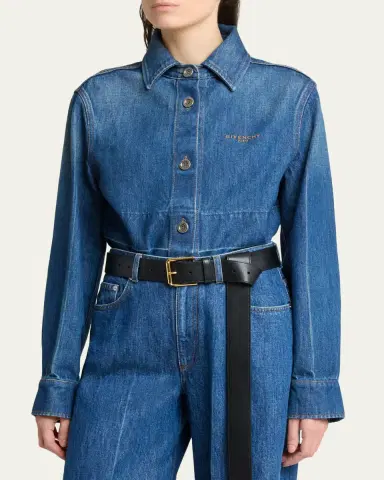 Givenchy Cropped Raw-Edge Cotton Denim Jacket | Thumbnail 4 Givenchy Cropped Raw-Edge Cotton Denim Jacket | Thumbnail 4