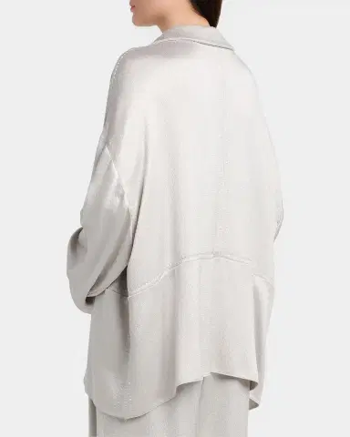 Giorgio Armani Hammered Satin Plunging Collared Shirt | Thumbnail 3 Giorgio Armani Hammered Satin Plunging Collared Shirt | Thumbnail 3