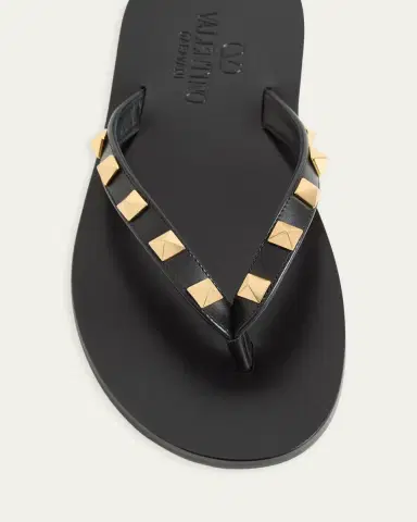 Valentino Garavani Rockstud Leather Flat Thong Sandals | Thumbnail 4 Valentino Garavani Rockstud Leather Flat Thong Sandals | Thumbnail 4