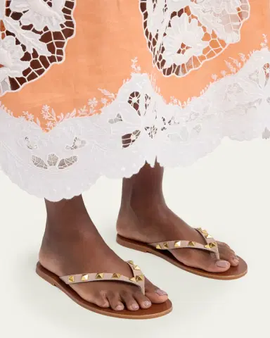 Valentino Garavani Rockstud Leather Flat Thong Sandals | Thumbnail 5 Valentino Garavani Rockstud Leather Flat Thong Sandals | Thumbnail 5
