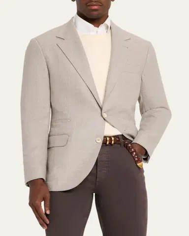 Brunello Cucinelli Men's Wool Flap Pocket Single-Breasted Suit Jacket | Thumbnail 3 Brunello Cucinelli Men's Wool Flap Pocket Single-Breasted Suit Jacket | Thumbnail 3