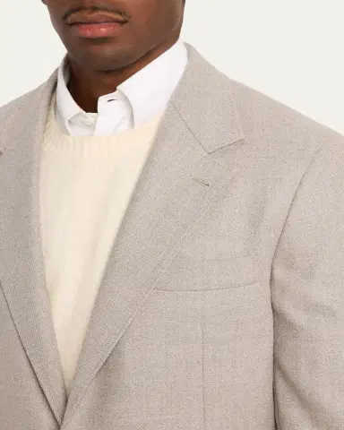 Brunello Cucinelli Men's Wool Flap Pocket Single-Breasted Suit Jacket | Thumbnail 4 Brunello Cucinelli Men's Wool Flap Pocket Single-Breasted Suit Jacket | Thumbnail 4