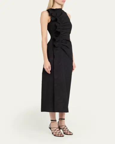Ulla Johnson Demetria Ruffled Taffeta Midi Dress | Thumbnail 4 Ulla Johnson Demetria Ruffled Taffeta Midi Dress | Thumbnail 4