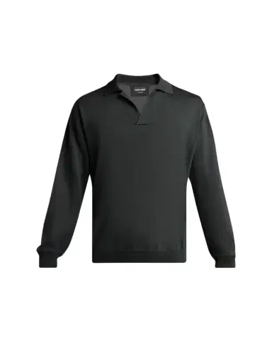 Giorgio Armani Men's Silk and Cotton Knit Johnny Collar Polo Sweater | Thumbnail 1 Giorgio Armani Men's Silk and Cotton Knit Johnny Collar Polo Sweater | Thumbnail 1
