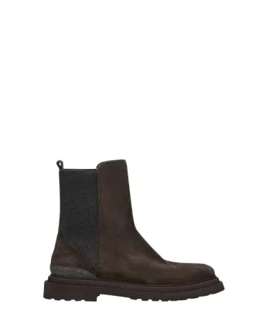 Brunello Cucinelli 15MM Suede Ankle Boots W/ Monili | Thumbnail 1 Brunello Cucinelli 15MM Suede Ankle Boots W/ Monili | Thumbnail 1