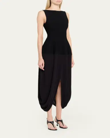 Proenza Schouler Sukki Sleeveless Draped Cocoon Midi Dress | Thumbnail 3 Proenza Schouler Sukki Sleeveless Draped Cocoon Midi Dress | Thumbnail 3