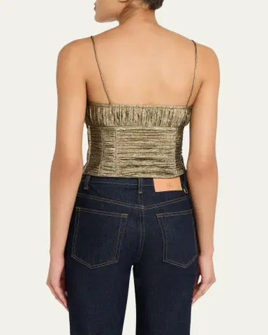 Ulla Johnson Vina Metallic Taffeta Crop Top | Thumbnail 3 Ulla Johnson Vina Metallic Taffeta Crop Top | Thumbnail 3