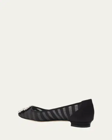Manolo Blahnik Hangisla Striped Organza Jewel-Buckle Flats | Thumbnail 2 Manolo Blahnik Hangisla Striped Organza Jewel-Buckle Flats | Thumbnail 2