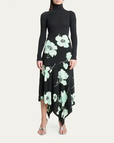 Alaïa Asymmetric Floral-Print Jersey Midi Skirt | Thumbnail 2 Alaïa Asymmetric Floral-Print Jersey Midi Skirt | Thumbnail 2