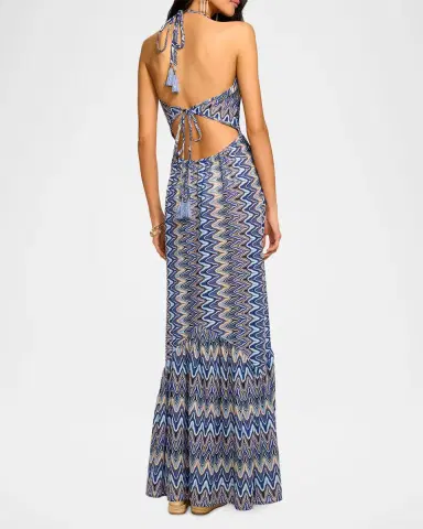 Ramy Brook Delilah Chevron Halter Maxi Dress | Thumbnail 2 Ramy Brook Delilah Chevron Halter Maxi Dress | Thumbnail 2