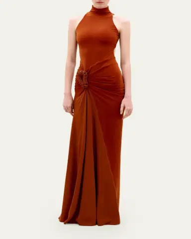 Silvia Tcherassi Frances Embellished Ruched Sleeveless Maxi Dress | Thumbnail 2 Silvia Tcherassi Frances Embellished Ruched Sleeveless Maxi Dress | Thumbnail 2