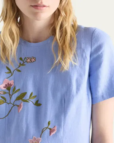 Prada Embroidered Linen Midi Dress | Thumbnail 4 Prada Embroidered Linen Midi Dress | Thumbnail 4