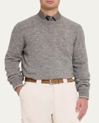 Brunello Cucinelli Men's Alpaca-Blend Crewneck Sweater | Thumbnail 4 Brunello Cucinelli Men's Alpaca-Blend Crewneck Sweater | Thumbnail 4