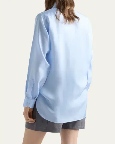 Prada Silk Poplin Button-Down Shirt | Thumbnail 3 Prada Silk Poplin Button-Down Shirt | Thumbnail 3