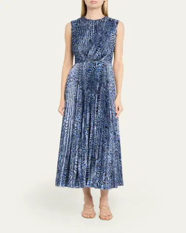 Ulla Johnson Malin Pleated Satin Midi Dress | Thumbnail 2 Ulla Johnson Malin Pleated Satin Midi Dress | Thumbnail 2