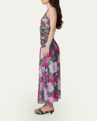Diane von Furstenberg Lorna Ruched Floral-Print Midi Dress | Thumbnail 4 Diane von Furstenberg Lorna Ruched Floral-Print Midi Dress | Thumbnail 4