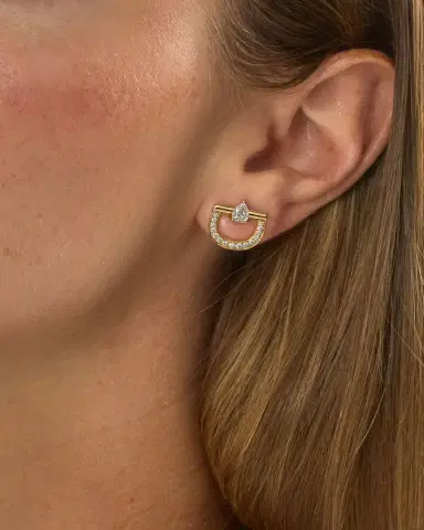 Graziela Gems 18K Diamond Stirrup Stud Earrings | Thumbnail 2 Graziela Gems 18K Diamond Stirrup Stud Earrings | Thumbnail 2