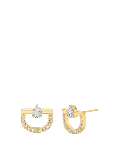 Graziela Gems 18K Diamond Stirrup Stud Earrings | Thumbnail 1 Graziela Gems 18K Diamond Stirrup Stud Earrings | Thumbnail 1