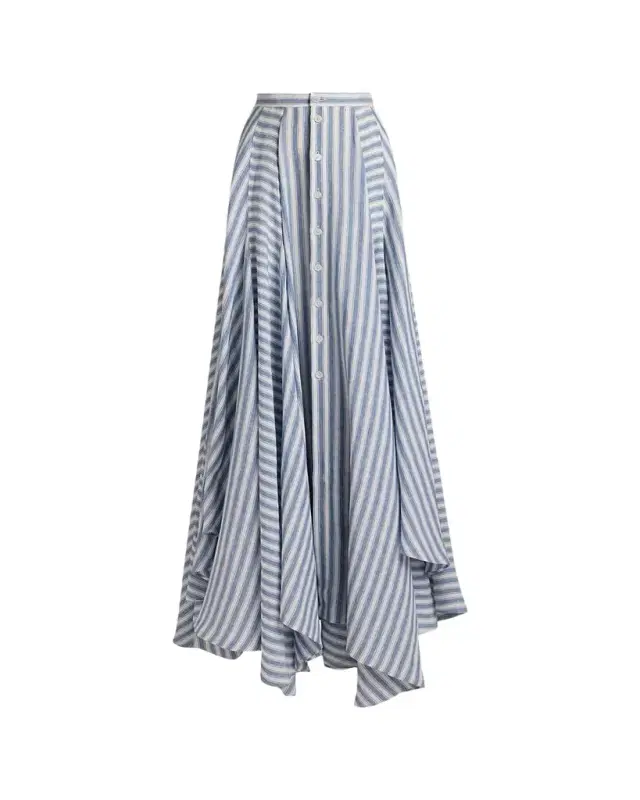 Ralph Lauren Collection Alternating Lines Umbrella Linen Skirt