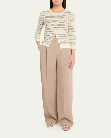 Vince Stripe Three-Quarter Sleeve Cardigan | Thumbnail 2 Vince Stripe Three-Quarter Sleeve Cardigan | Thumbnail 2