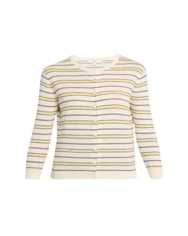 Vince Stripe Three-Quarter Sleeve Cardigan | Thumbnail 1 Vince Stripe Three-Quarter Sleeve Cardigan | Thumbnail 1