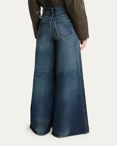Alaïa High-Rise Denim Wide-Leg Palazzo Pants | Thumbnail 3 Alaïa High-Rise Denim Wide-Leg Palazzo Pants | Thumbnail 3