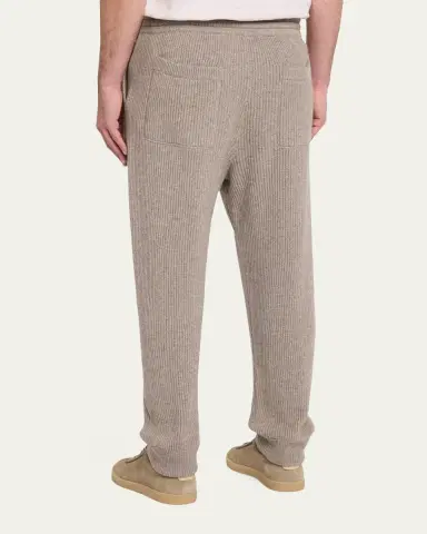 Brunello Cucinelli Men's Cashmere Rib Drawstring Sweatpants | Thumbnail 3 Brunello Cucinelli Men's Cashmere Rib Drawstring Sweatpants | Thumbnail 3