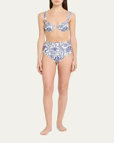 Simkhai Teya Ruched High-Rise Bikini Bottoms | Thumbnail 2 Simkhai Teya Ruched High-Rise Bikini Bottoms | Thumbnail 2